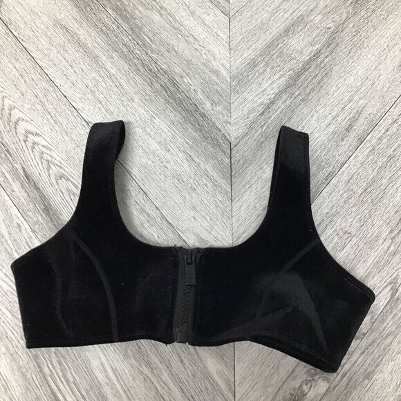 Hoaka Swimwear Womens Athletic Bikini Swim Top Black Zip Front  Scoop Neck S - Picture 1 of 4